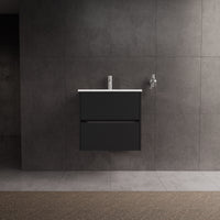 Inda - Mobile bagno L.60 con lavabo lucido / Nero opaco 2 cassetti - Diamante