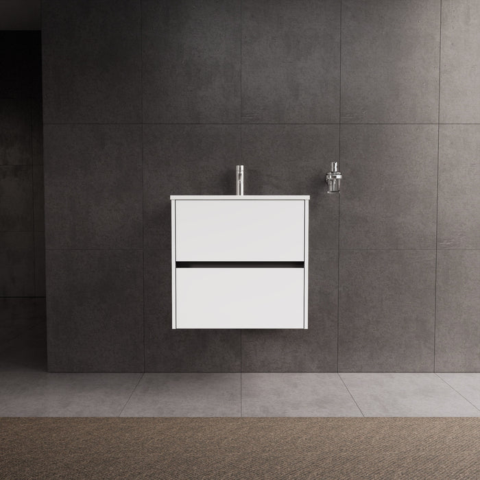 Inda - Mobile bagno L.60 con lavabo lucido / Bianco lucido 2 cassetti - Diamante