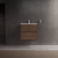 Inda - Mobile bagno L.60 con lavabo lucido / Rovere castano 2 cassetti - Diamante