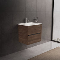 Inda - Mobile bagno L.60 con lavabo lucido / Rovere castano 2 cassetti - Diamante