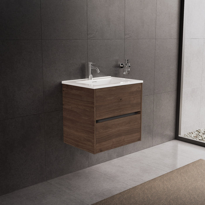 Inda - Mobile bagno L.60 con lavabo lucido / Rovere castano 2 cassetti - Diamante