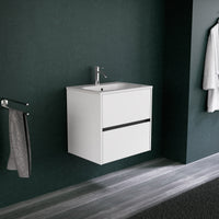 Inda - Mobile bagno L.60 con lavabo opaco / Bianco opaco 2 cassetti - Diamante