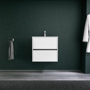 Inda - Mobile bagno L.60 con lavabo opaco / Bianco lucido 2 cassetti - Diamante