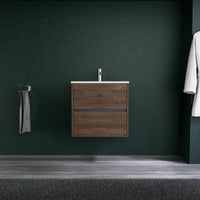 Inda - Mobile bagno L.60 con lavabo opaco / Rovere castano 2 cassetti - Diamante