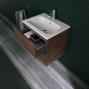 Inda - Mobile bagno L.60 con lavabo opaco / Rovere castano 2 cassetti - Diamante
