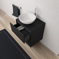 Inda - Mobile bagno L.60 con lavabo in appoggio / Nero opaco 2 cassetti - Diamante