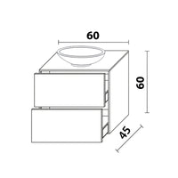 Inda - Mobile bagno L.60 con lavabo in appoggio / Bianco lucido 2 cassetti - Diamante