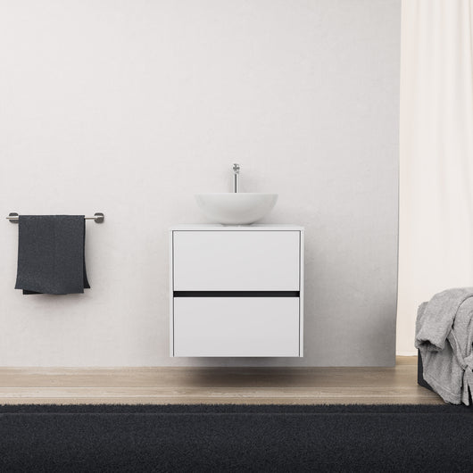 Inda - Mobile bagno L.60 con lavabo in appoggio / Bianco lucido 2 cassetti - Diamante