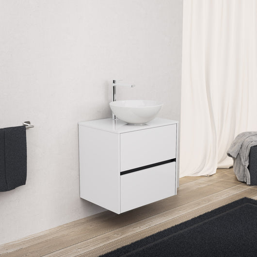 Inda - Mobile bagno L.60 con lavabo in appoggio / Bianco lucido 2 cassetti - Diamante