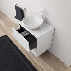 Inda - Mobile bagno L.60 con lavabo in appoggio / Bianco lucido 2 cassetti - Diamante