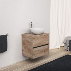 Inda - Mobile bagno L.60 con lavabo in appoggio / Rovere naturale 2 cassetti - Diamante