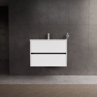 Inda - Mobile bagno L.80 con lavabo lucido / Bianco opaco 2 cassetti - Diamante