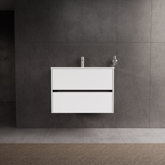 Inda - Mobile bagno L.80 con lavabo lucido / Bianco opaco 2 cassetti - Diamante