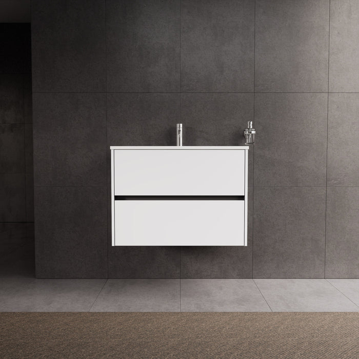 Inda - Mobile bagno L.80 con lavabo lucido / Bianco opaco 2 cassetti - Diamante
