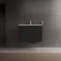 Inda - Mobile bagno L.80 con lavabo lucido / Nero opaco 2 cassetti - Diamante