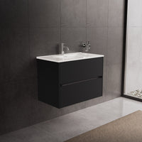 Inda - Mobile bagno L.80 con lavabo lucido / Nero opaco 2 cassetti - Diamante