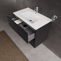 Inda - Mobile bagno L.80 con lavabo lucido / Nero opaco 2 cassetti - Diamante