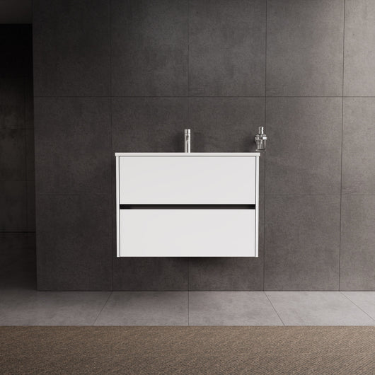 Inda - Mobile bagno L.80 con lavabo lucido / Bianco lucido 2 cassetti - Diamante