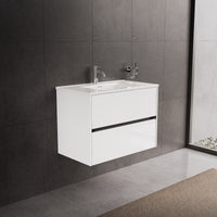Inda - Mobile bagno L.80 con lavabo lucido / Bianco lucido 2 cassetti - Diamante