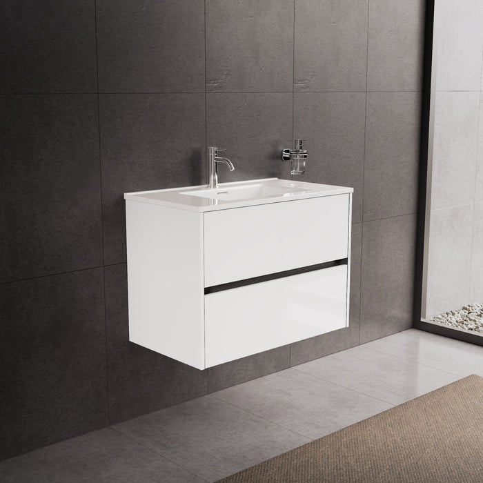 Inda - Mobile bagno L.80 con lavabo lucido / Bianco lucido 2 cassetti - Diamante