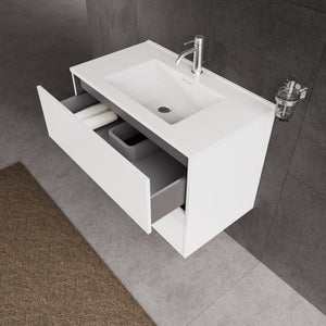 Inda - Mobile bagno L.80 con lavabo lucido / Bianco lucido 2 cassetti - Diamante