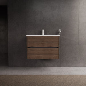 Inda - Mobile bagno L.80 con lavabo lucido / Rovere castano 2 cassetti - Diamante