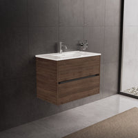 Inda - Mobile bagno L.80 con lavabo lucido / Rovere castano 2 cassetti - Diamante