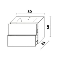 Inda - Mobile bagno L.80 con lavabo opaco / Bianco lucido 2 cassetti - Diamante