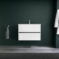 Inda - Mobile bagno L.80 con lavabo opaco / Bianco lucido 2 cassetti - Diamante