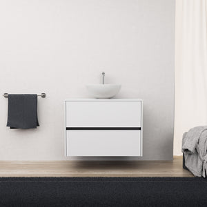Inda - Mobile bagno L.80 con lavabo in appoggio / Bianco opaco 2 cassetti - Diamante