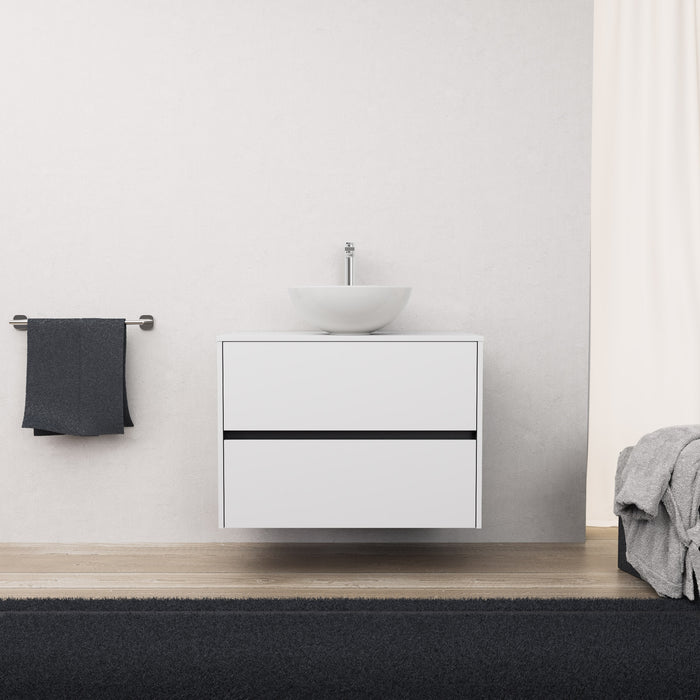 Inda - Mobile bagno L.80 con lavabo in appoggio / Bianco opaco 2 cassetti - Diamante