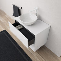 Inda - Mobile bagno L.80 con lavabo in appoggio / Bianco opaco 2 cassetti - Diamante