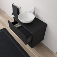 Inda - Mobile bagno L.80 con lavabo in appoggio / Nero opaco 2 cassetti - Diamante