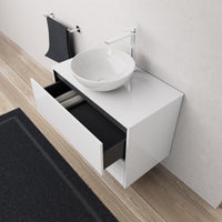 Inda - Mobile bagno L.80 con lavabo in appoggio / Bianco lucido 2 cassetti - Diamante