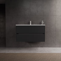 Inda - Mobile bagno L.100 con lavabo lucido / Nero opaco 2 cassetti - Diamante