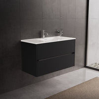 Inda - Mobile bagno L.100 con lavabo lucido / Nero opaco 2 cassetti - Diamante