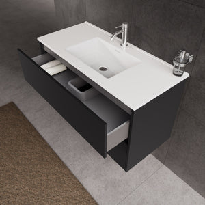 Inda - Mobile bagno L.100 con lavabo lucido / Nero opaco 2 cassetti - Diamante
