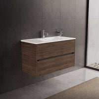 Inda - Mobile bagno L.100 con lavabo lucido / Rovere castano 2 cassetti - Diamante