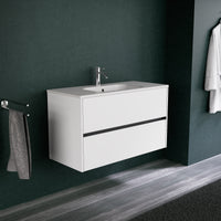 Inda - Mobile bagno L.100 con lavabo opaco / Bianco opaco 2 cassetti - Diamante