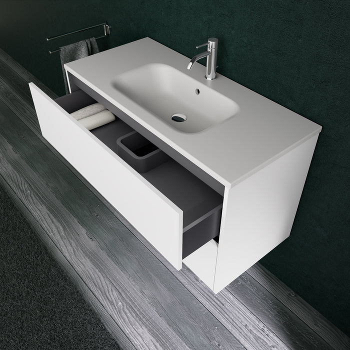 Inda - Mobile bagno L.100 con lavabo opaco / Bianco opaco 2 cassetti - Diamante