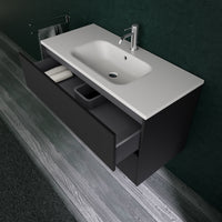 Inda - Mobile bagno L.100 con lavabo opaco / Nero opaco 2 cassetti - Diamante
