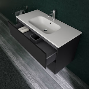 Inda - Mobile bagno L.100 con lavabo opaco / Nero opaco 2 cassetti - Diamante
