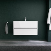 Inda - Mobile bagno L.100 con lavabo opaco / Bianco lucido 2 cassetti - Diamante
