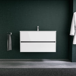 Inda - Mobile bagno L.100 con lavabo opaco / Bianco lucido 2 cassetti - Diamante