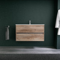 Inda - Mobile bagno L.100 con lavabo opaco / Rovere naturale 2 cassetti - Diamante