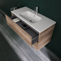 Inda - Mobile bagno L.100 con lavabo opaco / Rovere naturale 2 cassetti - Diamante