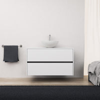 Inda - Mobile bagno L.100 con lavabo in appoggio / Bianco opaco 2 cassetti - Diamante
