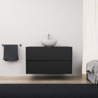 Inda - Mobile bagno L.100 con lavabo in appoggio / Nero opaco 2 cassetti - Diamante