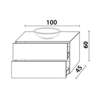 Inda - Mobile bagno L.100 con lavabo in appoggio / Bianco lucido 2 cassetti - Diamante