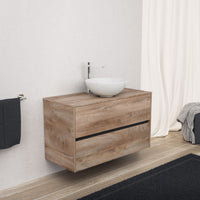 Inda - Mobile bagno L.100 con lavabo in appoggio / Rovere naturale 2 cassetti - Diamante